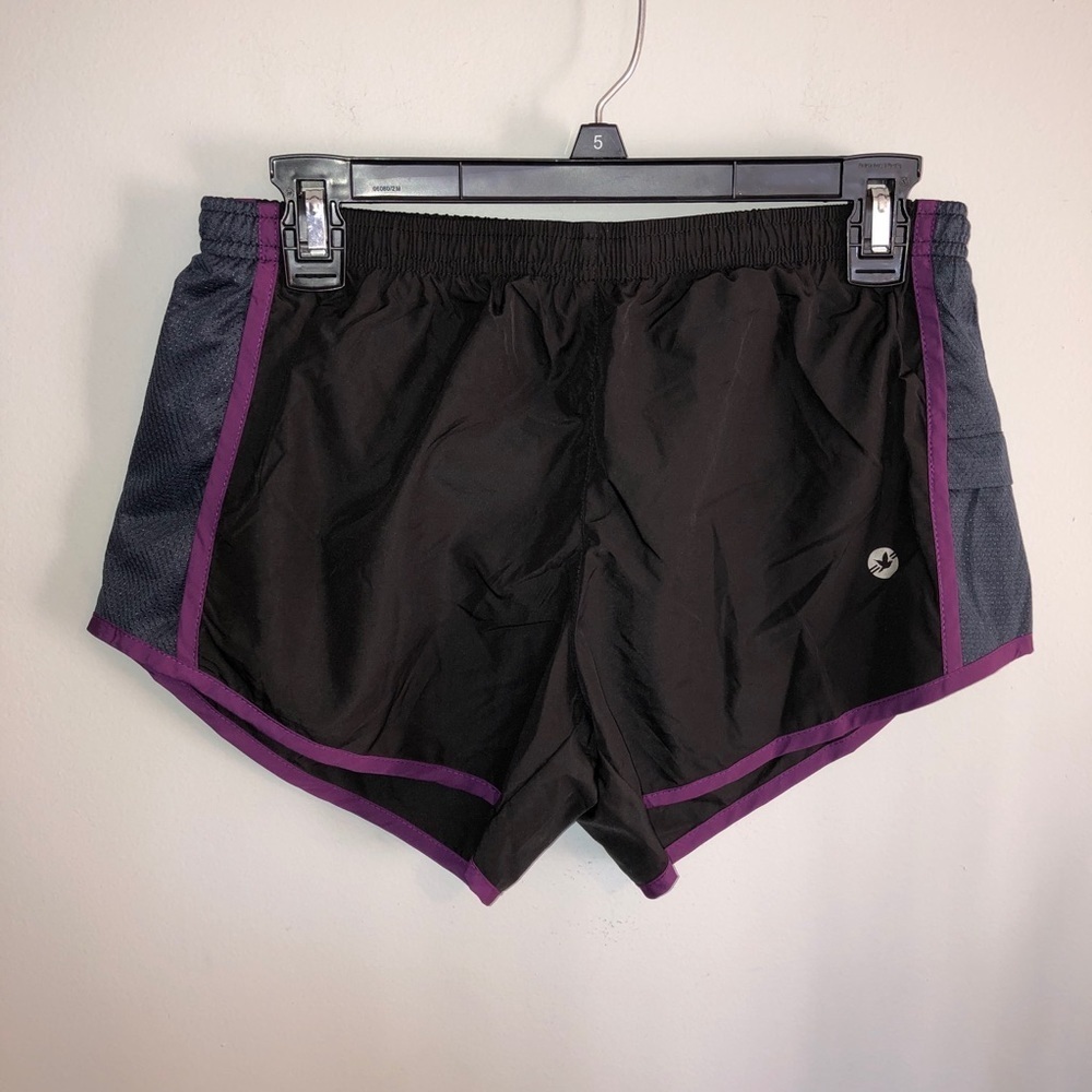 Aerie Black Purple Side Pocket Sport Shorts
